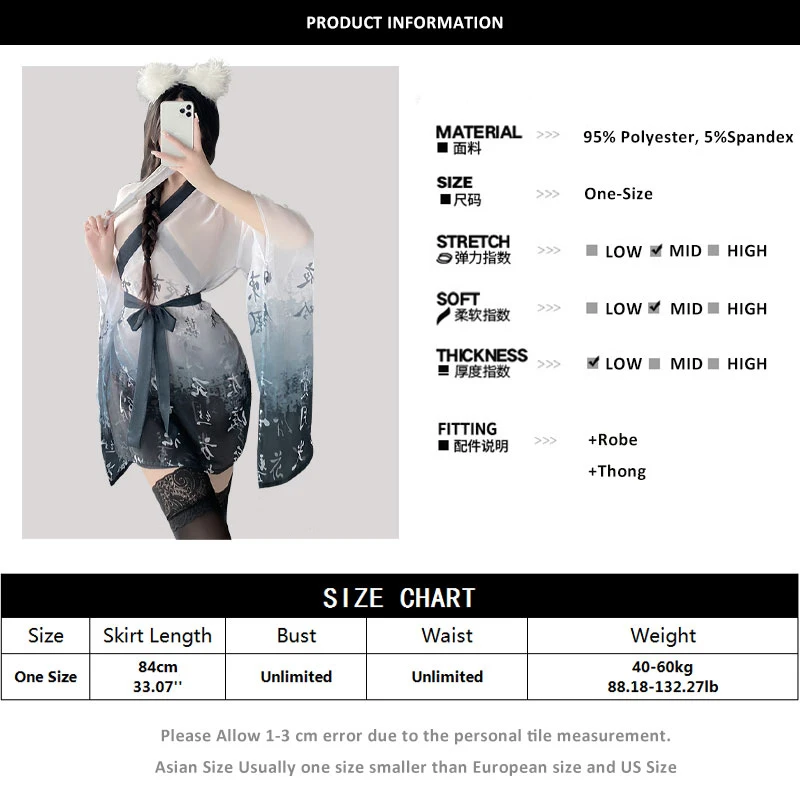 Women Lingerie Women Lingerie Set Women Cosplay Costume Japanese Kimono Women Sexy Lingerie See Through Mesh Nightgown Bathrobe Pajama Temptation Nightwear Robes cosplay sexy costume