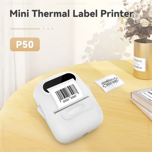 Mini impresora térmica portátil P50, máquina de etiquetas inalámbrica,  Bluetooth, etiquetadora, impresión de pegatinas, impermeable - AliExpress