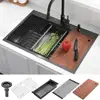 33" Black Stainless Steel Drop In Kitchen Sink with Workstation Quiet Operation Easy Clean Complete Set 1
