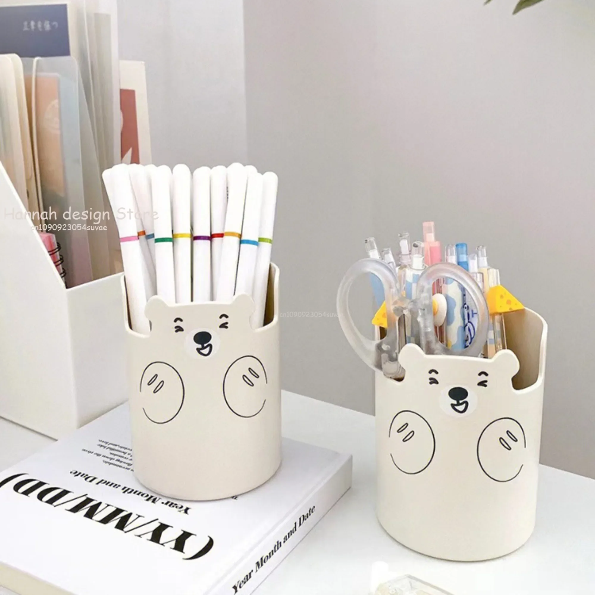 Phone Holder Makeup Organizer Pen Holder Desk Organizer Pen and Brush Holder Brush Holder Multifunctional Pen Holder Kawaii Cartoon Bear Makeup Brush Holder Lovely Fashion Phone Student Stationery Pen Organizer