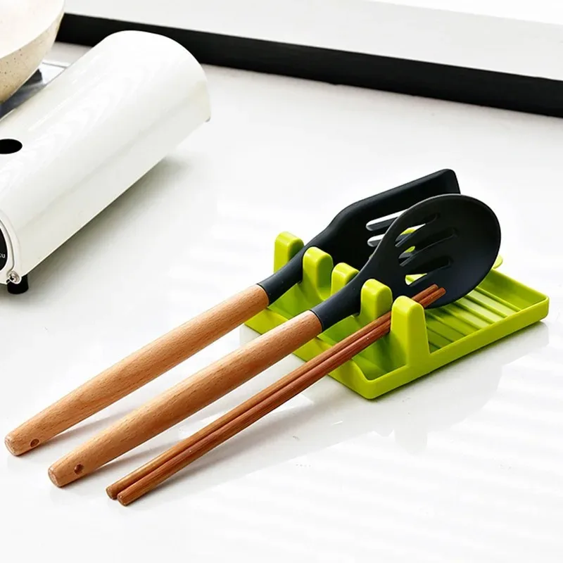 Kitchen Spoon Fork Spatula Holder Rack Non-Slip Plastic Chopsticks Organizer Shelf Pad For Kitchen Utensils Storage Spoons Pad