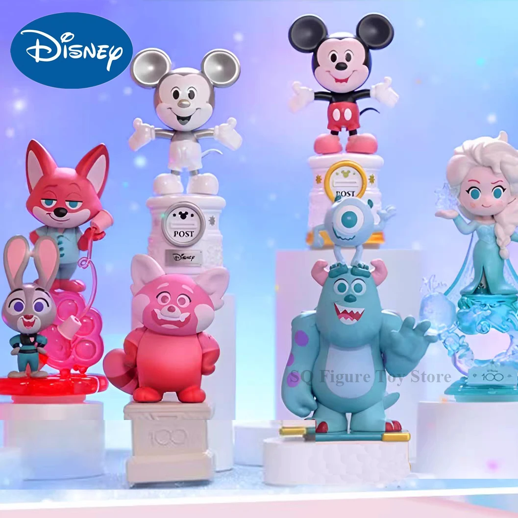 Disney 100Th Anniversary Blind Box Mickey Minnie Mouse Frozen Princess Elsa Stitch Surprise Mystery Guess Bag Model Doll Toy