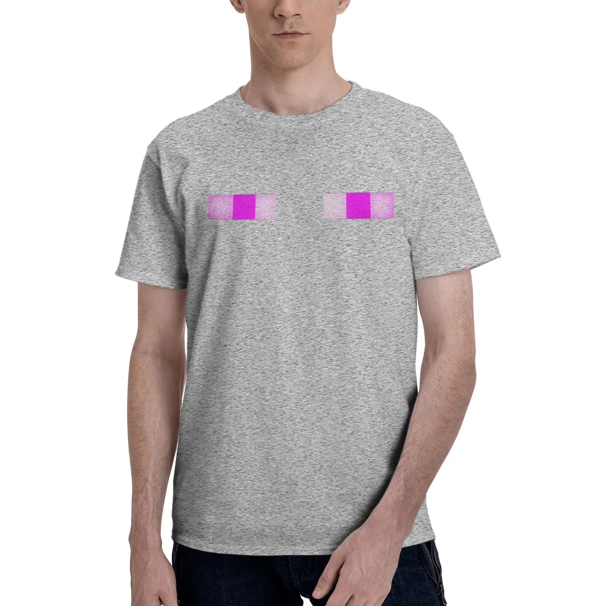 Enderman Eyes 게임 그래픽 프린트 티셔츠 남성 여성 반팔 코튼 티셔츠 남성 티셔츠 2026 여름 신작 남성 의류