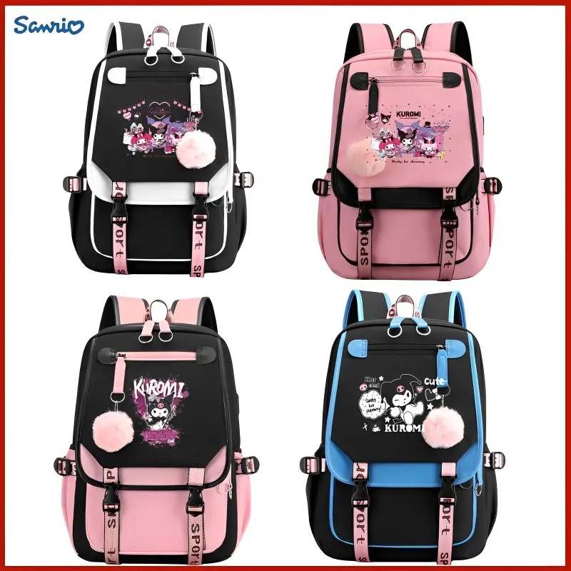 

New Sanrio Kawaii My Melody Kuromi Pupil Schoolbag Junior High School Large-Capacity Casual Lightweight Backpack Back Gifts