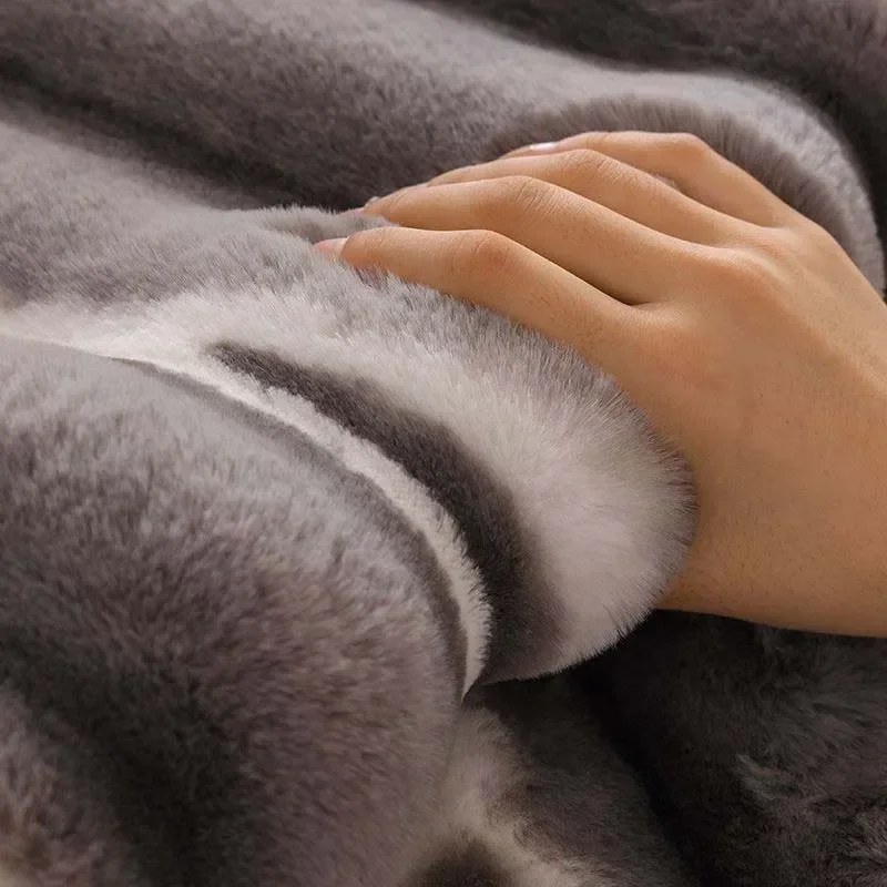 Printed Rabbit Plush Sofa Towel Warm Soft Thick Non-slip Anti-cat Scratch Sofa Cover Sectional L-shaped Couch Cover