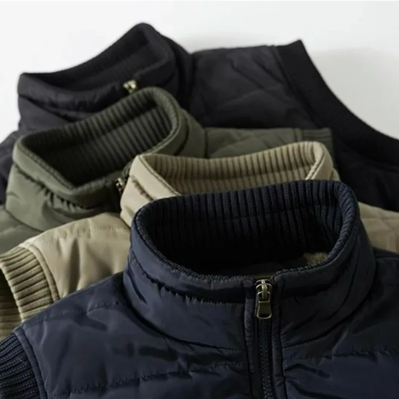 Winter Velvet Vest Men Single-Layer Fleece-Lined Middle-Aged Elderly Thickening Vest Large Size Dad Waistcoat Thermal Vest Coat