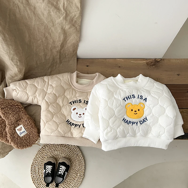 

Winter Newborn Infant Baby Girls Boy Korean Thickened Cartoon Bear Cotton Padded Clothes Set Kids Casual Fashion Baby Clothing