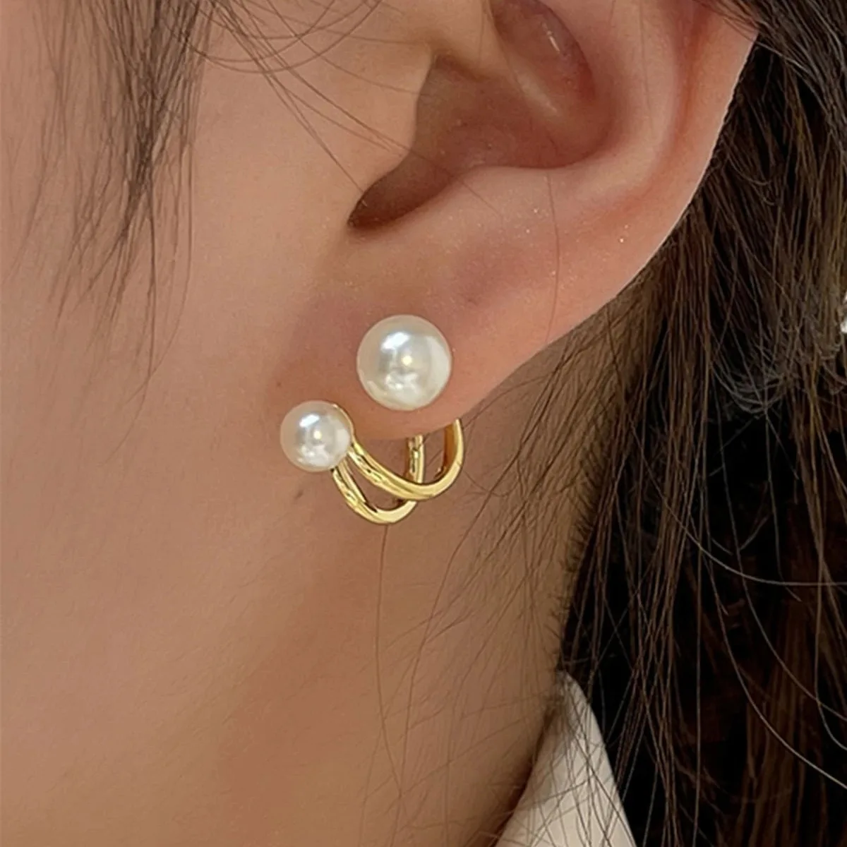 Pearl Hoop Earrings - Image 1