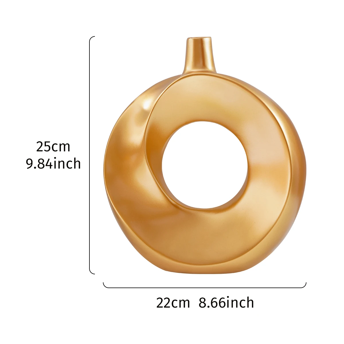 1PC, creative and simple resin golden donut vase, modern home decoration vase