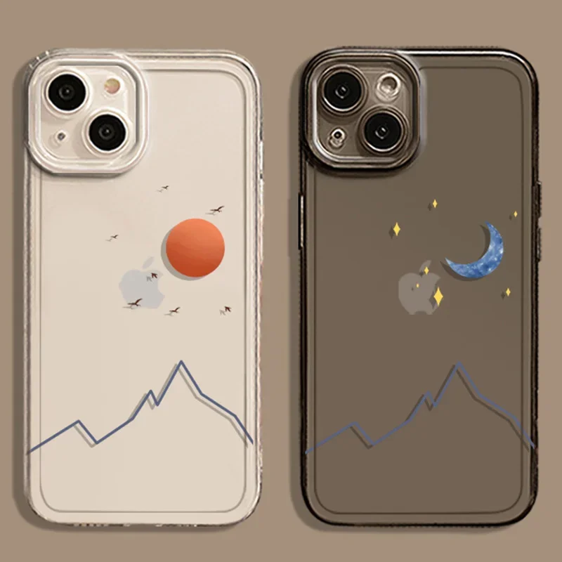 Sun and Moon Paired Transparent Phone Case - Elegant Clear Cover