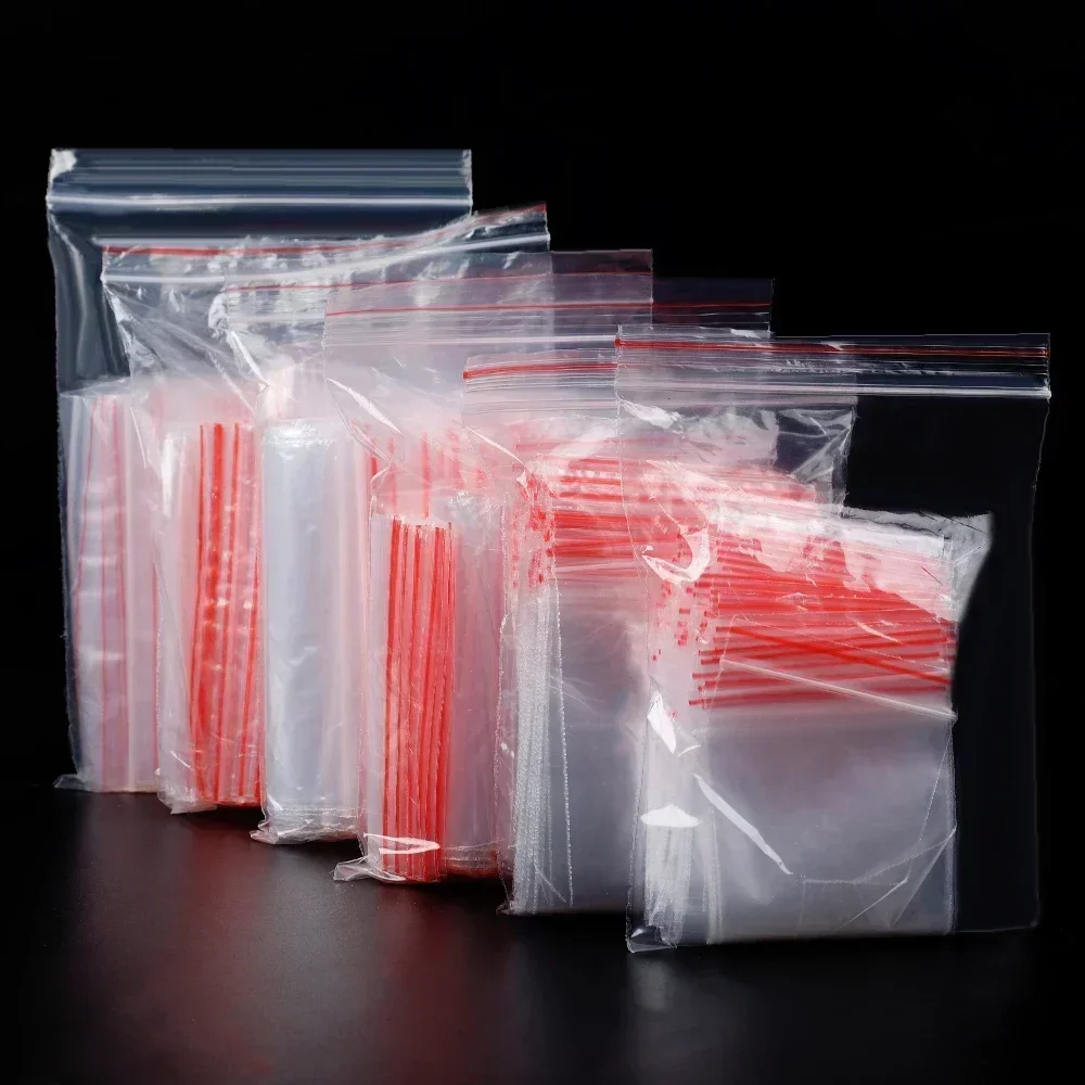 100/300Pcs Thickened Resealable Bags Clear Mini Plastic Storage