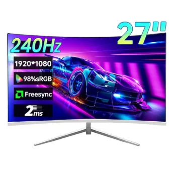 Freesync 컴퓨터 데스크탑 디스플레이 IPS VA 커브드 스크린, HDMI/DP 포함, 27 인치 240Hz 게임 모니터, 1080P 1920x1080P HDR 98%, SRGB 2MS