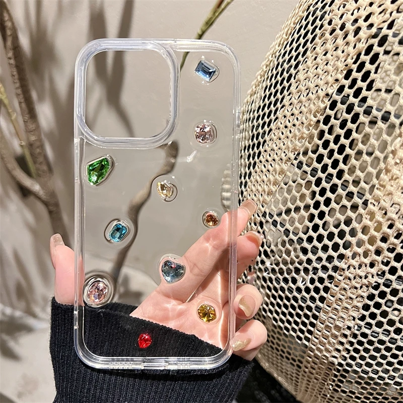 iPhone Case Phone Case Luxury Glossy Diamond Clear Epoxy Case For iPhone 15 14 13 12 11 Pro Max X XS XR 7 8 Plus SE 3 Glitter Rhinestone Silicone Cover