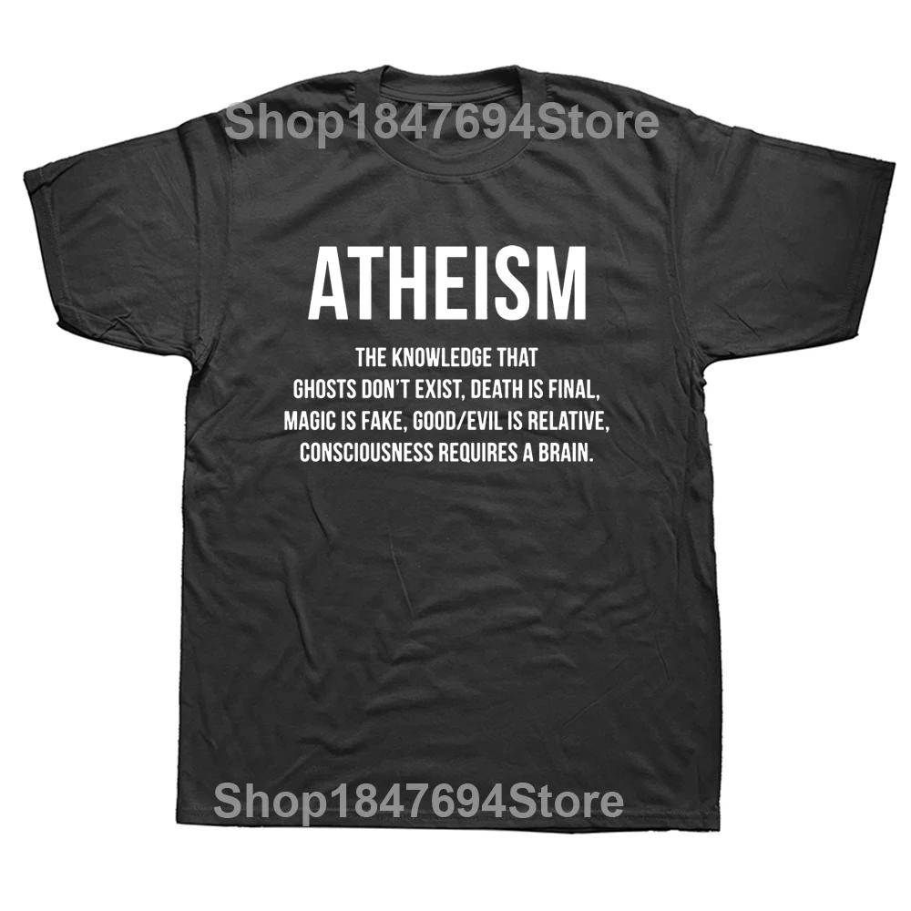 Atheismus lustige Definition Zitat Anti Religion Atheist Geschenk Witz T-Shirts Grafik Baumwolle Streetwear Kurzarm T-Shirt – Detail 2