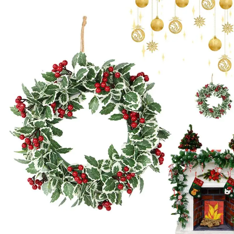

Рождественские венки для входной двери, 33 см, наружный Рождественский искусственный венок, гирлянда, Декор, рождественские украшения для входной двери