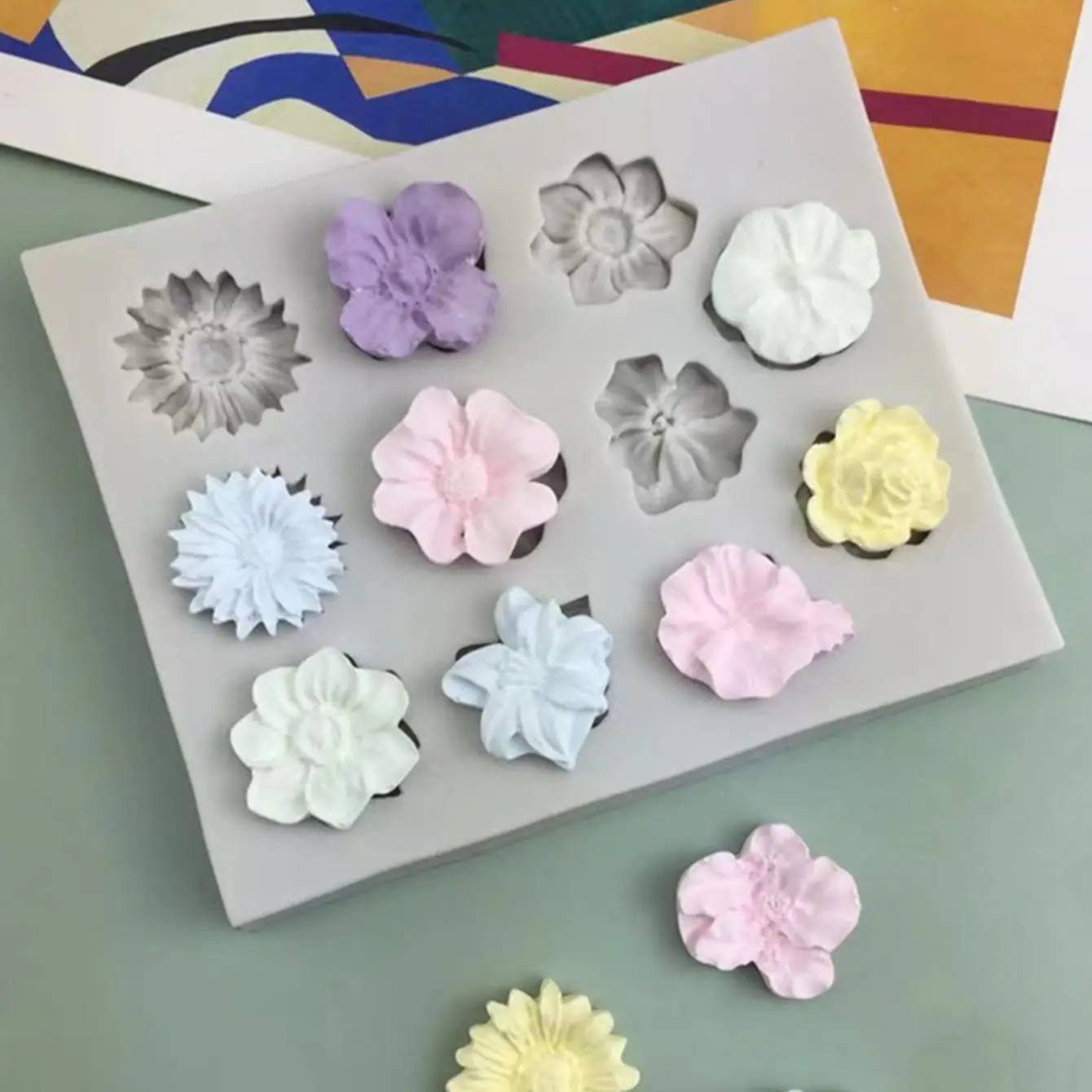 Sunflower Rose Flowers Shape Silicone Mold Cake DIY Decoration Chocolate 3D Mould Tools