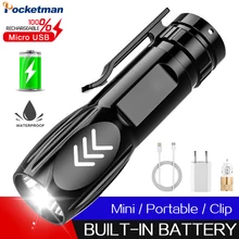 

Rechargeable Mini LED Flashlight Super bright Torch ABS Lightweight Material Flashlight Best for Camping With Built-in Battery