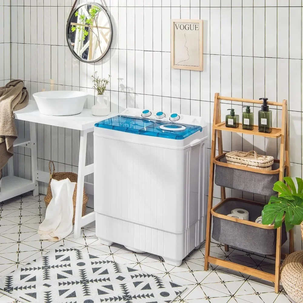 Portable Washing Machine, 2 in 1 Washer and Spinner Combo, 26lbs Capacity, w/Timer Control, Built-in Drain Pump 6