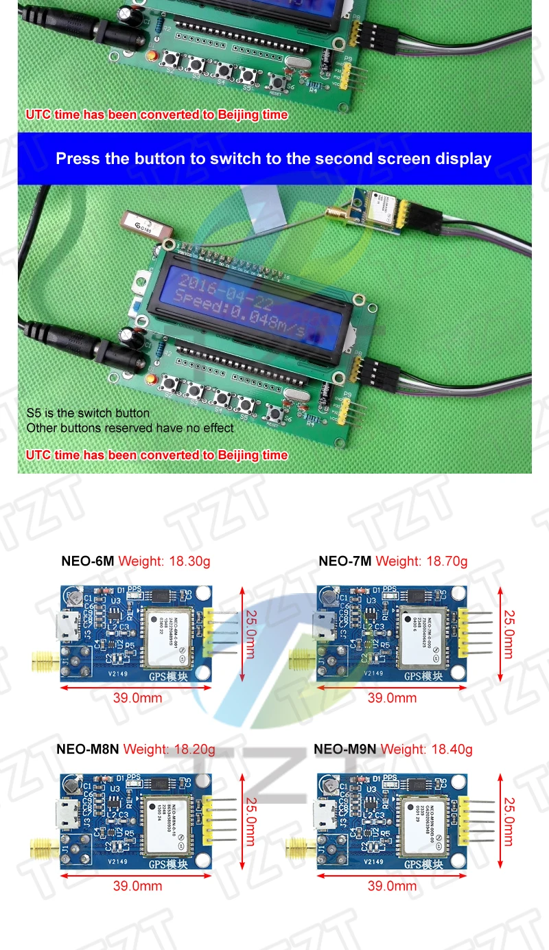 TZT NEO-6M NEO-7M NEO-8M NEO-9M GY-NEO6MV2 GY-NEO7MV2 GY-NEO8MV2 GPS-Modul mit Flight Control EEPROM MWC APM2.5 Große Antenne – Detail 5