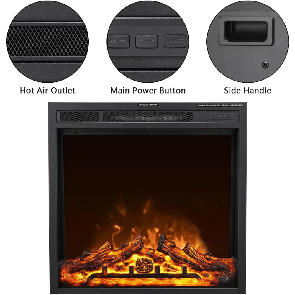 Electric Fireplace Mantel Package,48 in Freestanding Stone Fireplace Heater TV Stand W Remote Control,7 Flame Brightness Setting 4
