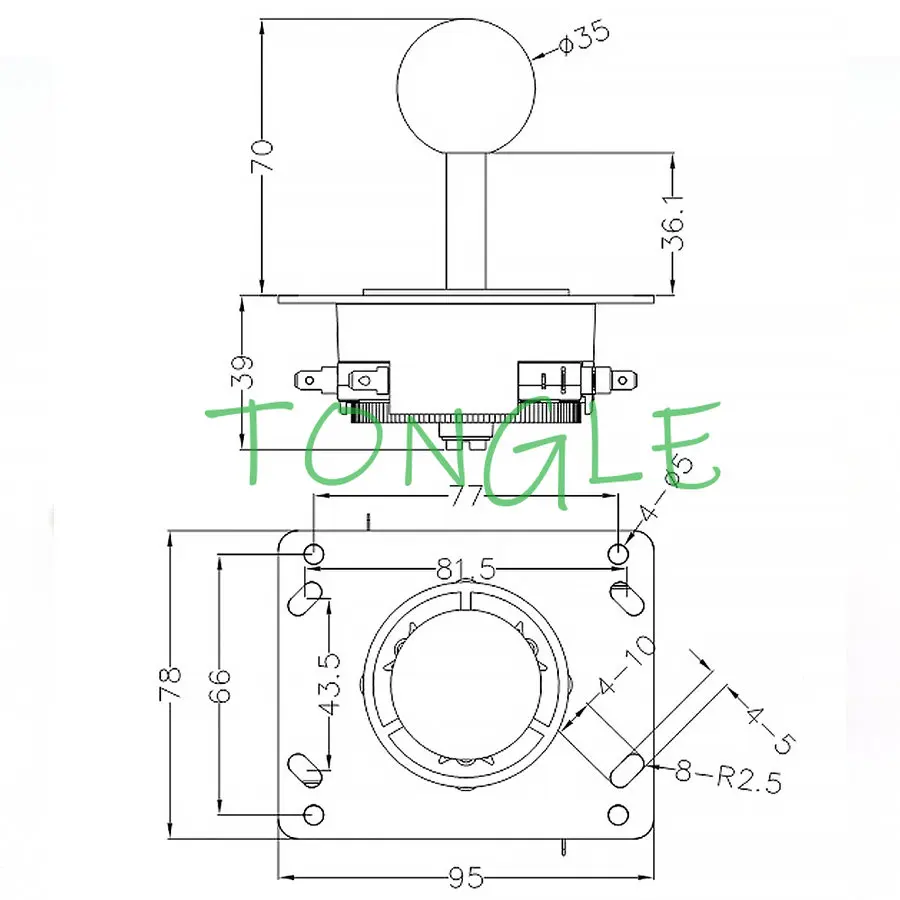 BAOLIAN-마이크로 스위치가 있는 조이스틱, 아메리칸 배트 볼탑 파이팅 로커, 아케이드 게임, 캐비닛 액세서리, 4 8 웨이