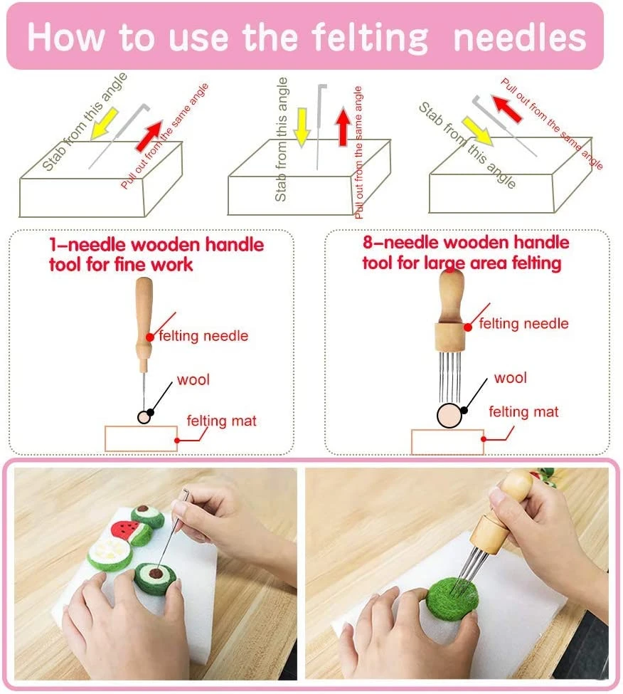 Description Picture 5 of item20 pieces sewing needles 3 sizes wool felt felting needles starter kit hemp tip needle set DIY craft felt tool