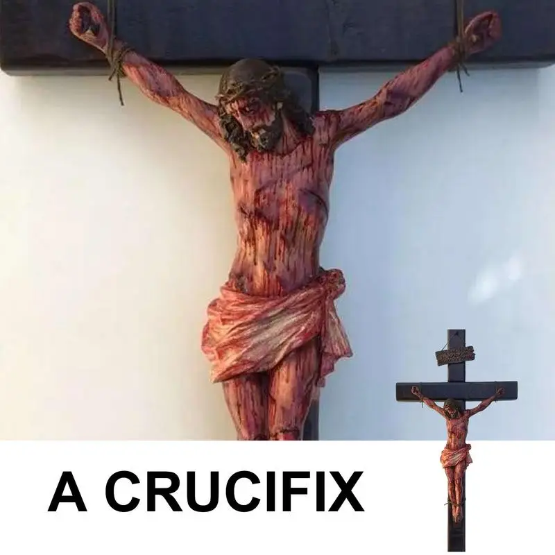 

Статуя с крестом Иисуса из смолы, крест с распятием, Подвесной Настенный Декор для дома, пасхальное украшение для дома, украшение для церкви