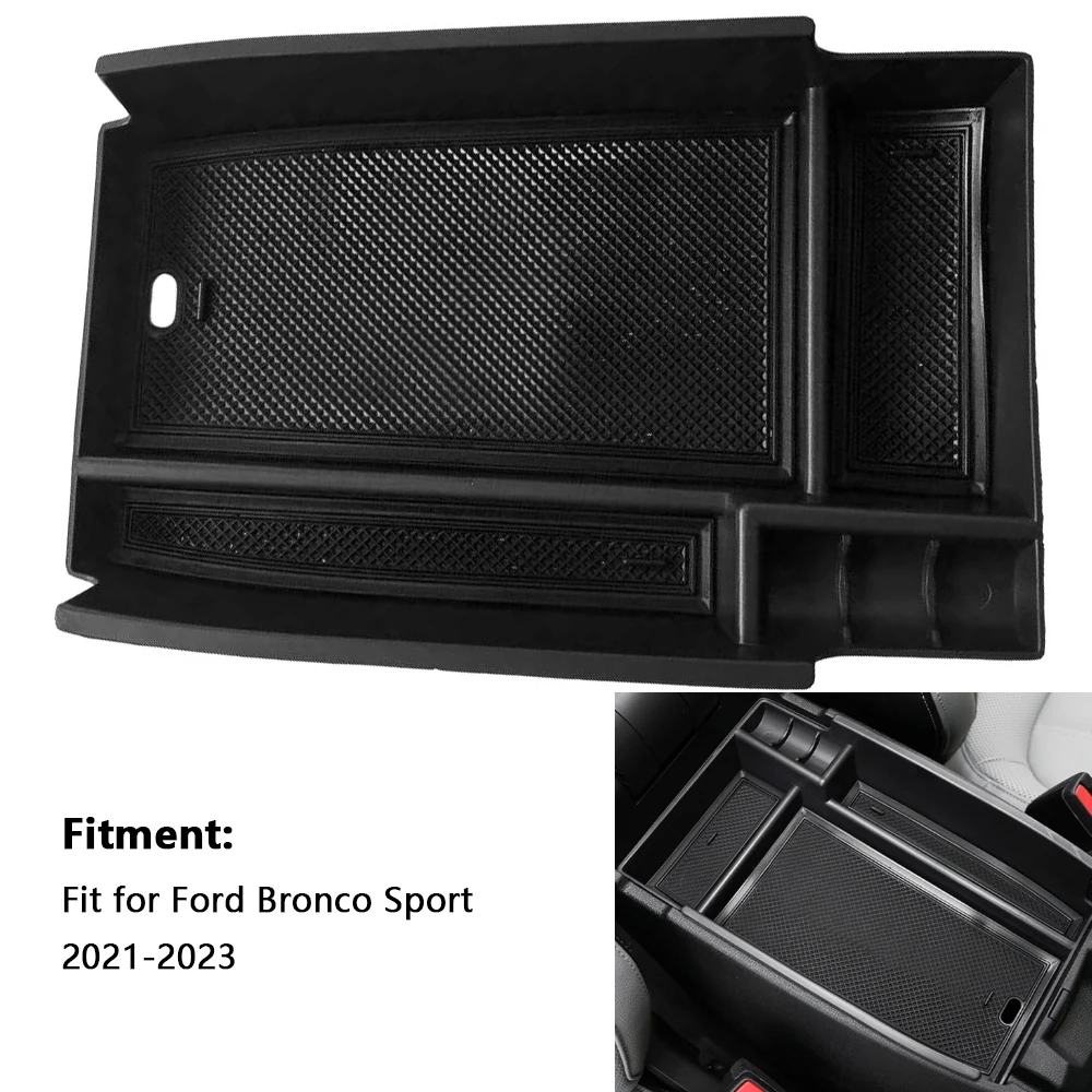 

Car Center Armrest Storage Box Tray Black For 2021-2023 Ford Bronco Sport Car Accessories