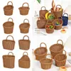Imitation Rattan Kitchen Storage Basket Home Decoration with Handle Hand-woven Hanging Baskets Vegetable Fruit Flower Brown 1