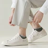 7 Pairs of Men's Spring and Autumn Pure Color Simple Double Ribbed Waistband Fashion college style summer breathable short Socks 5