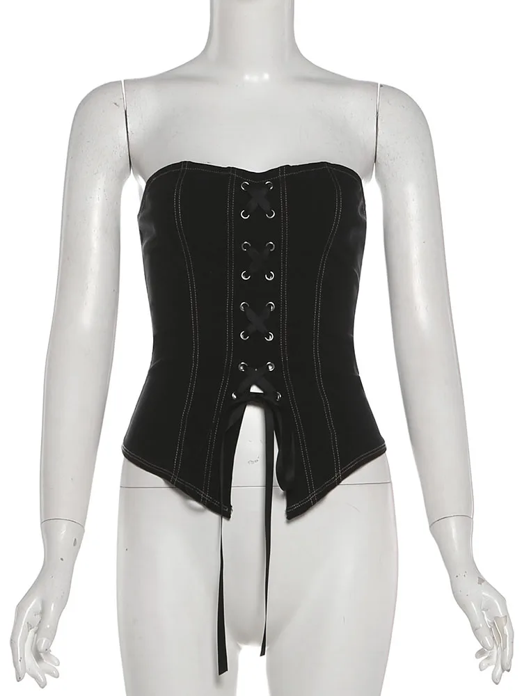 Nibber Classic Shirring Tank Tops Women Sexy Backless Sleeveless Patchwork Trend Stretch Skinny Club Wild Hottie Street Vest