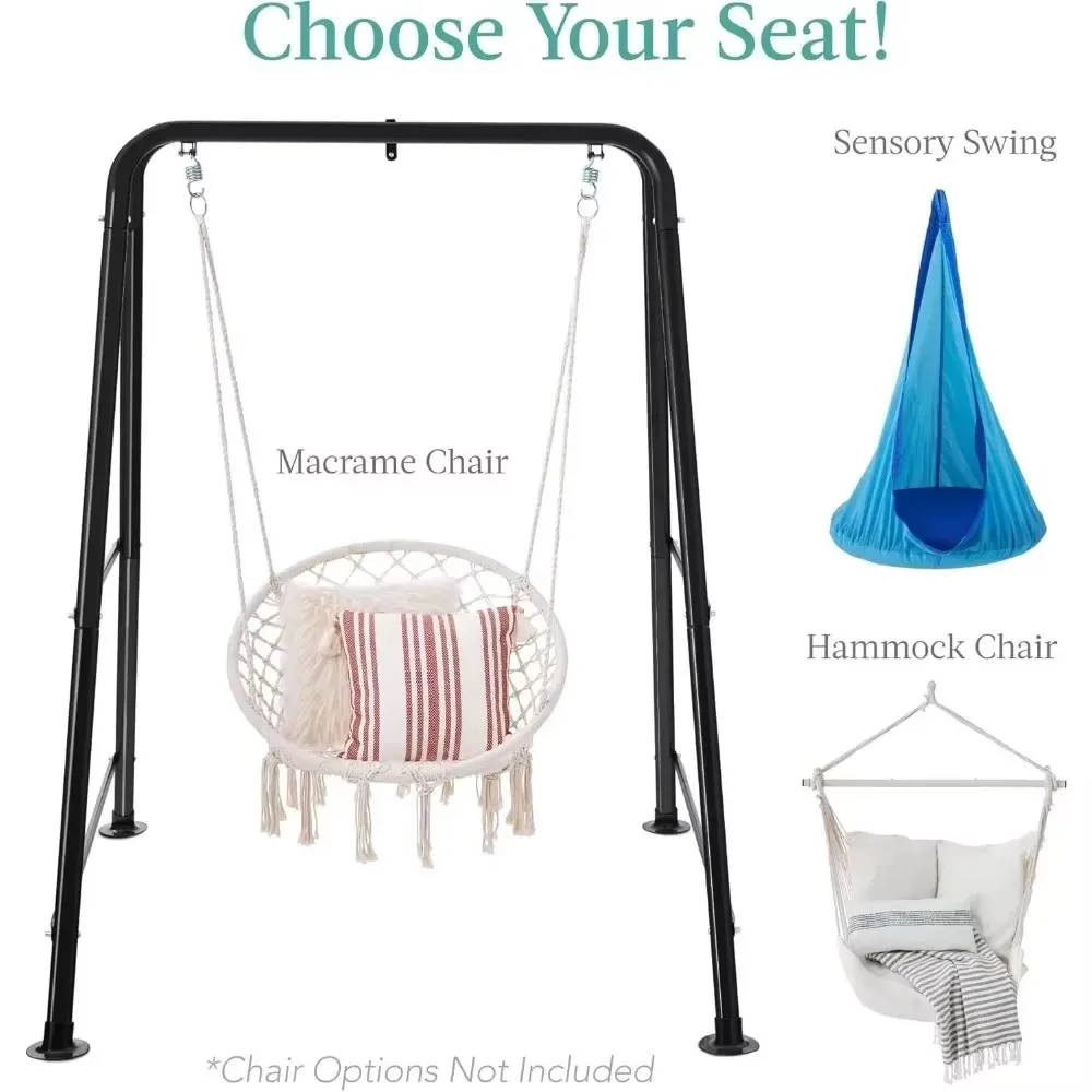 Hammock Chair Stand, 75in Tall Heavy Duty Indoor Outdoor Steel Hanging Base w/Hardware -Stand Only 4