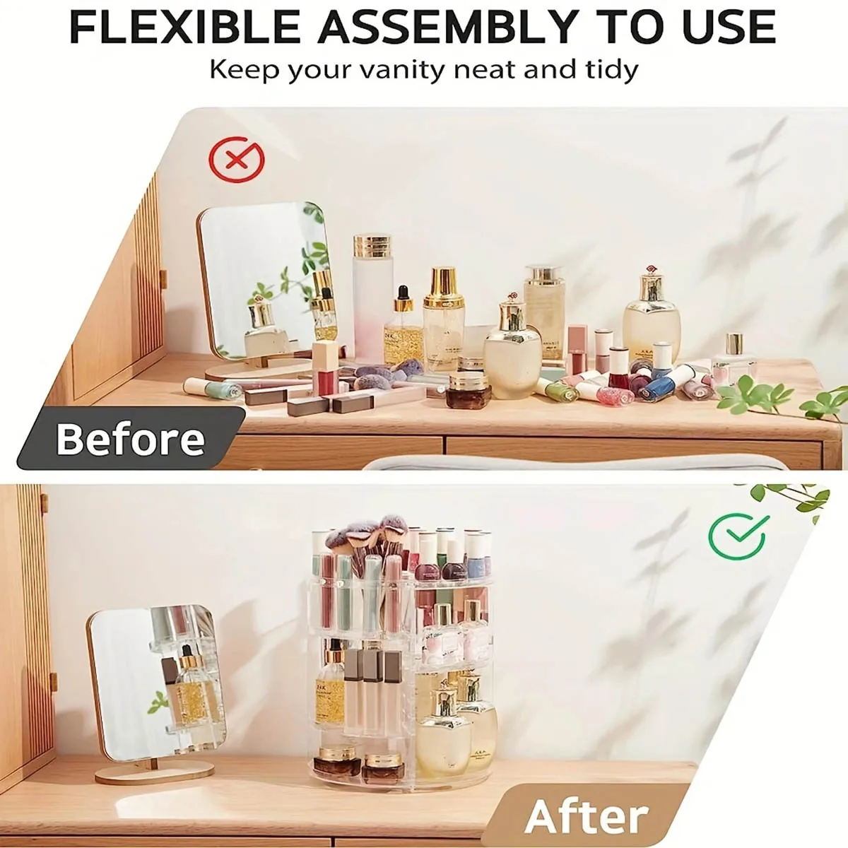 360° Rotating Makeup Organizer, Spinning Bathroom Organizer Countertop, organizer for cosmetics,Cosmetic Holder Shelf,(Clear) 2