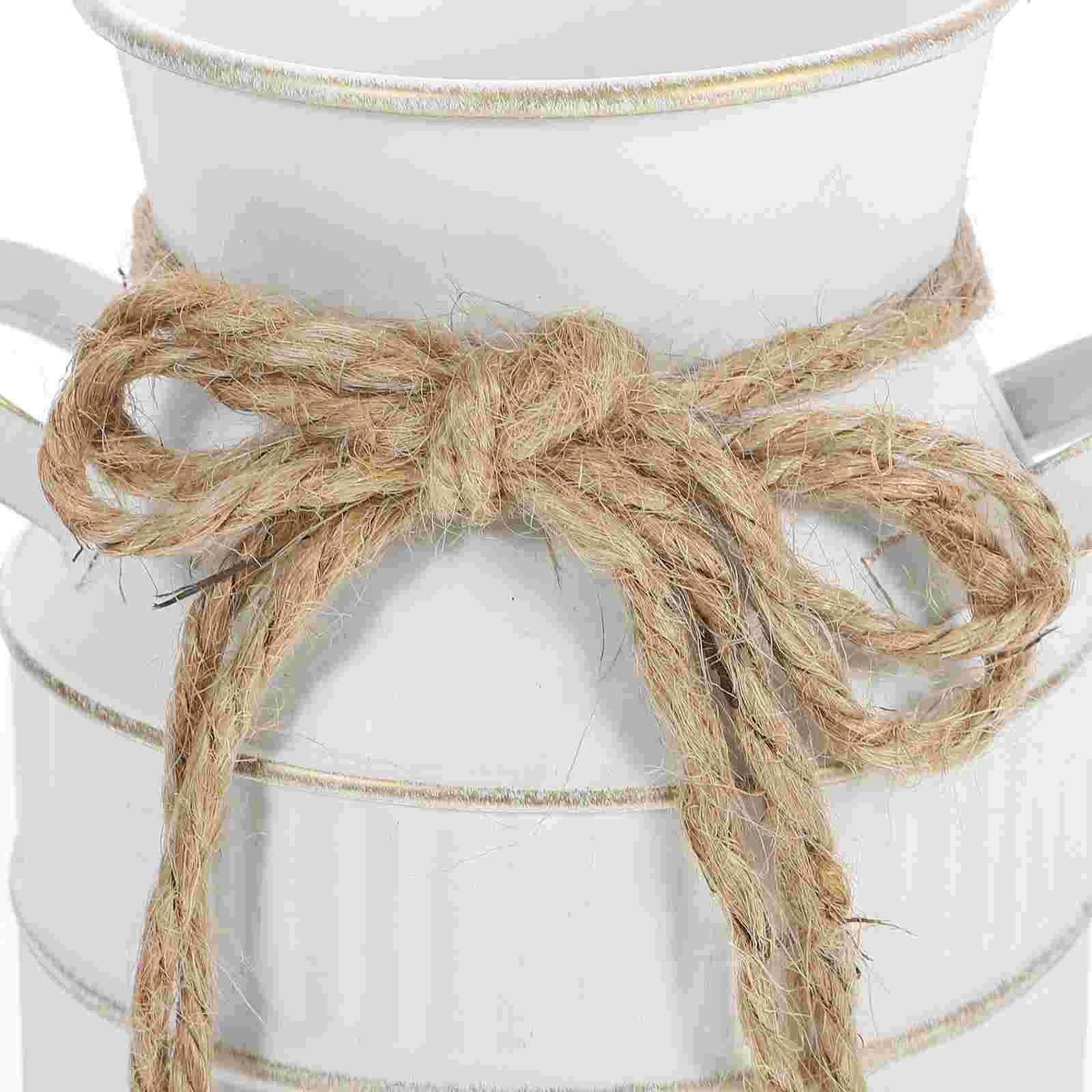 Vintage For Centerpieces Retro Milk Bottle Pitcher with Handle Iron Flower Pot White Jug Room Dried For Centerpieces 2