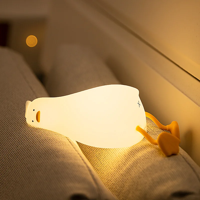 Rechargeable Lying Flat Duck Decorative Light Silicone Patting Lamp For Home Room Desktop Decorative Light Cartoon Child Gift 5