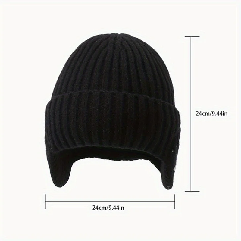 Warm Knitted Earflap Hat Windproof Thickened Plush Hat Men Women Ear Protection Thermal Outdoor Motorcycle Cycling Ski Cap
