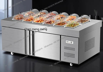 Display refrigerated fresh-keeping salad table, kimchi fruit fishing refrigerator, supermarket cold vegetable freezer