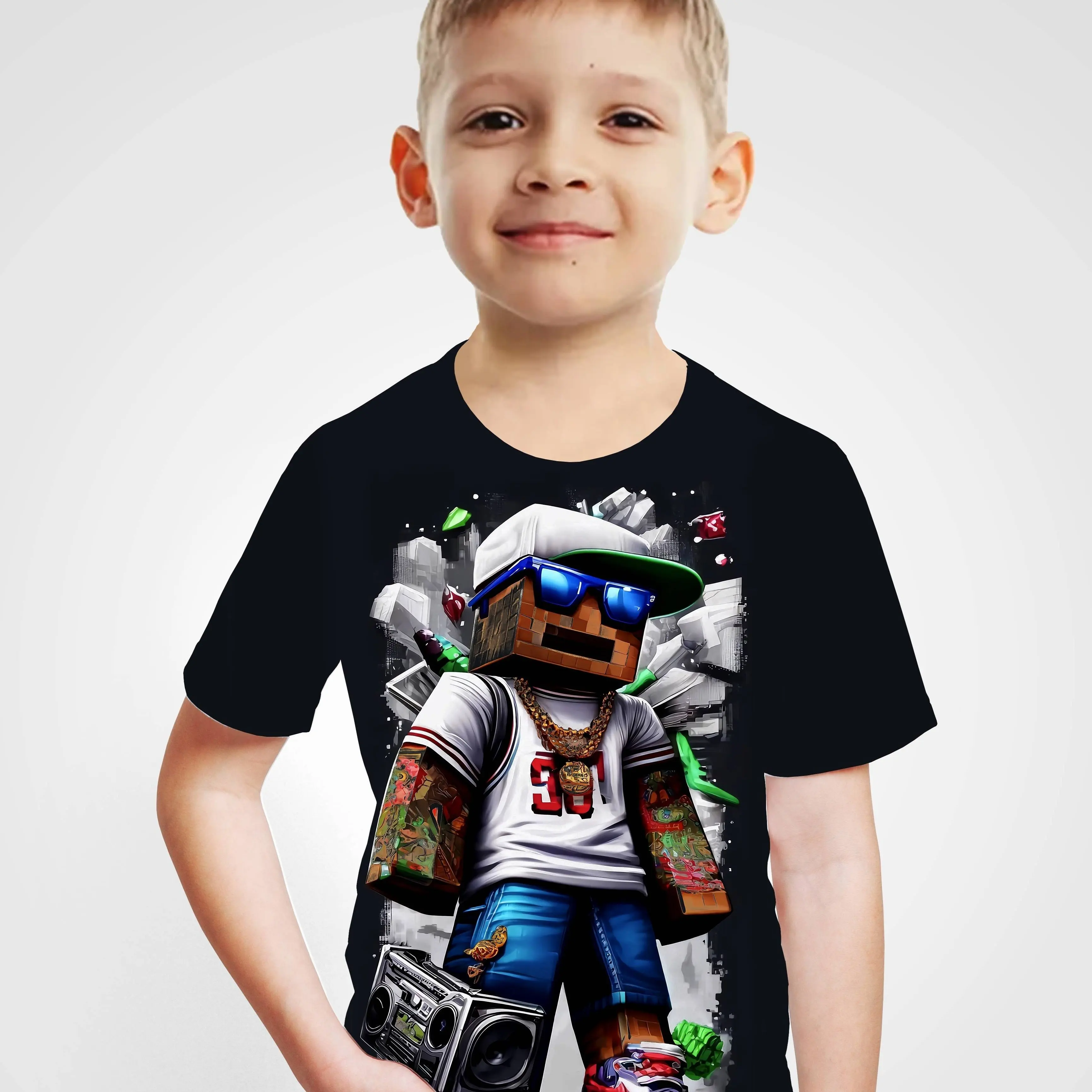 Children's Clothing Boys Tshirt Short Sleeve Children T-Shirt Creative Print Funny Kids Summer Clothes Girl Clothes O-Neck Tops 6