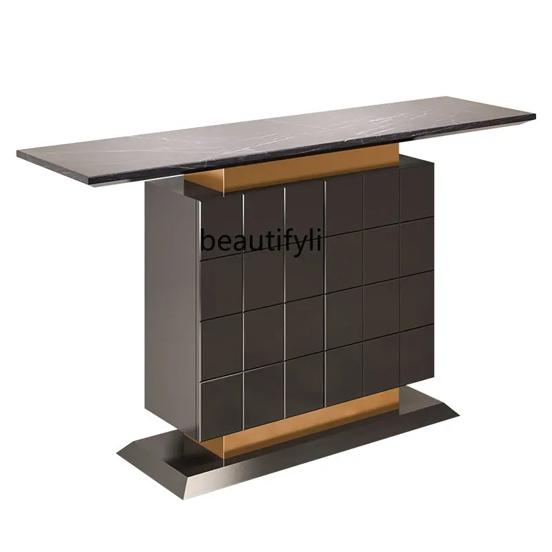

Light Luxury Console Nordic Entrance Storage Marble Console Tables Entrance Door Facing Wall a Long Narrow Table