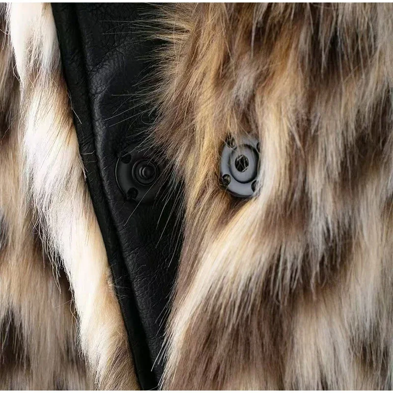 Leopard Print Faux Fur Short Coat Women Fashion Puff Plush Lapel Loose Button Jacket Female Winter Thick Warm Outerwear