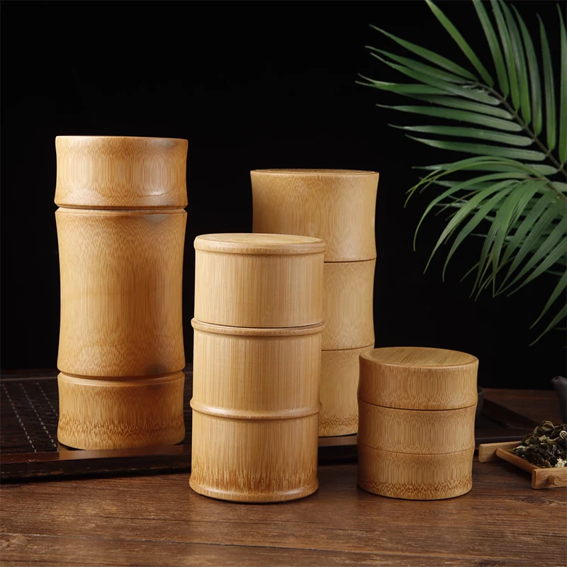 NaturalBambooFoodStorageBoxTeaNutSpiceStorageBoxTeaCanister