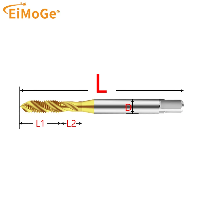 EiMoGe HSSE 미국산 TIN 코팅 스파이럴 플루트 탭 UNF/C/S 0-80 1-64 5/8 3/4 기계용 미세 나사산 탭