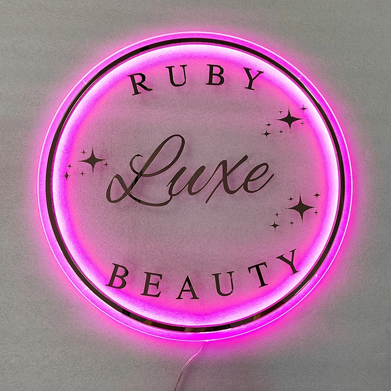 Custom Acrylic Signs 3D Business Logo Beauty Salon Nail Hair Studio Wall Aesthetics Decor Company Name Plaques LED Neon Lights