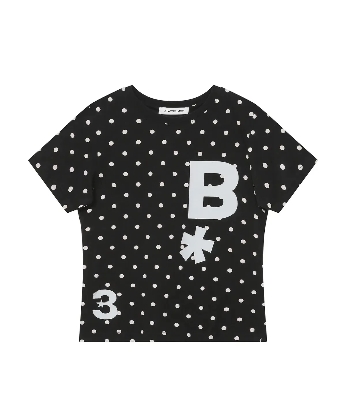 BAUF☆B logo Slimfit T Shirt BAUF Brand B Logo Letter Polka Dot Striped ort Sve Slim Fit