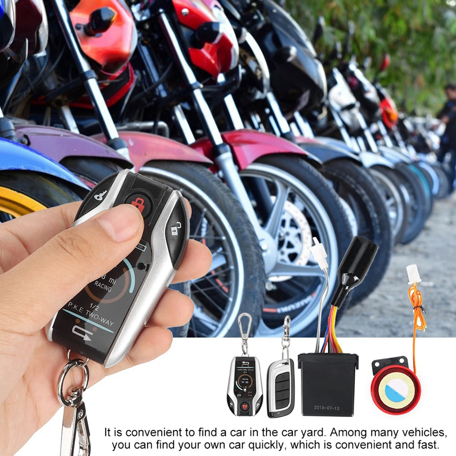 Motorcycle Remote Alarm System 105-125dB, 300m Range with Remote Start ...