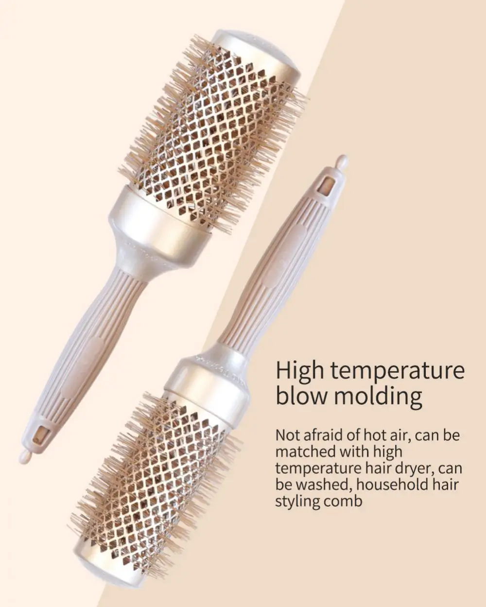 Description Picture 3 of itemProfessional Salon Styling Tools Round Hair Comb Hairdressing Curling Hair Brushes Comb Ceramic Iron Barrel Comb For Women