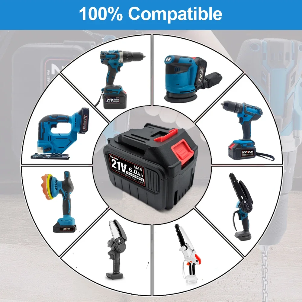 Power Tool Battery Rechargeable Li-lon 6.0Ah 4.0Ah 2.0Ah For Makita 18V 21V Power Tools Replacement