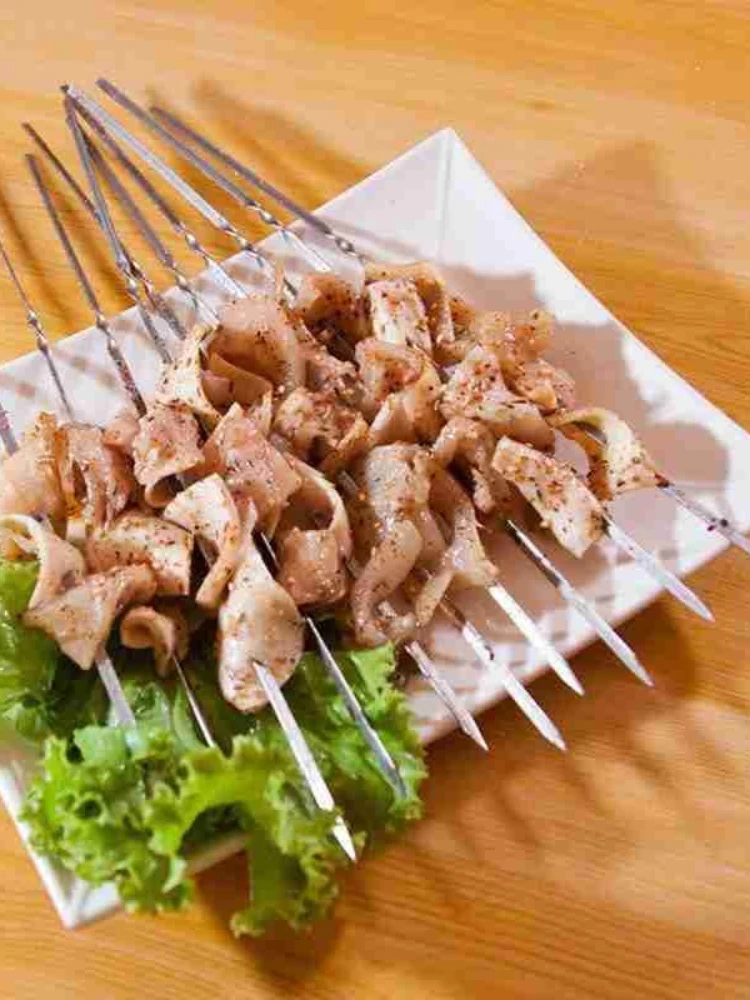 10/50/100pcs Bbq Utensils Steel Barbecue Sign Lamb Skewers Iron Sign Roasting Needle Flat Roasted Skewers Meat Brazier Tools