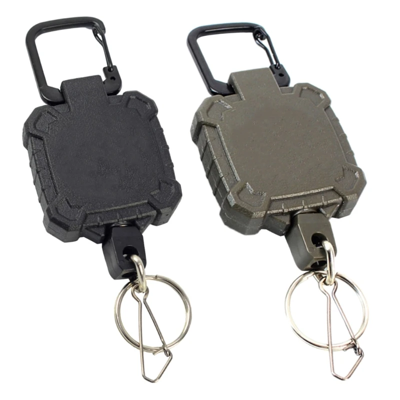 

High Resiliences Steel Wire Rope Elastic Keychain Easy To Pull Buckle Keyring Dropship