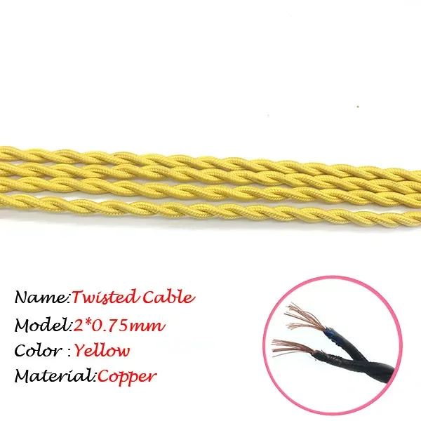 Vintage Twisted Fabric Electrical Wire - Copper Core, Woven Textile Pendant Lamp Cord